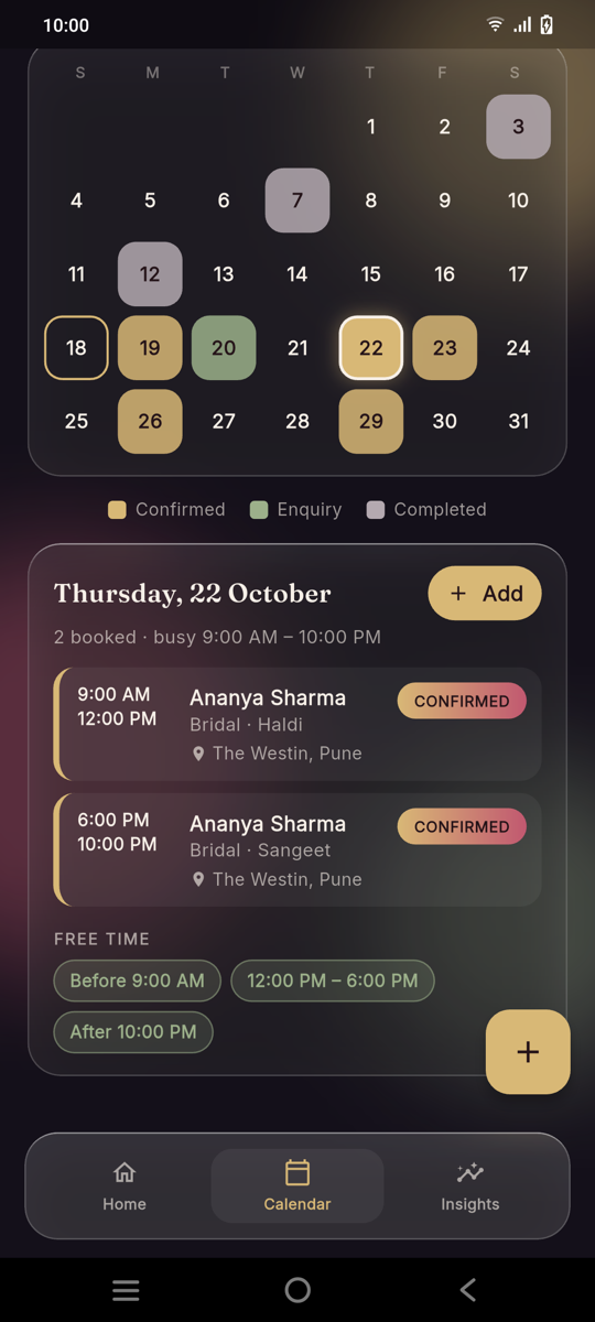 Calendar with booked days